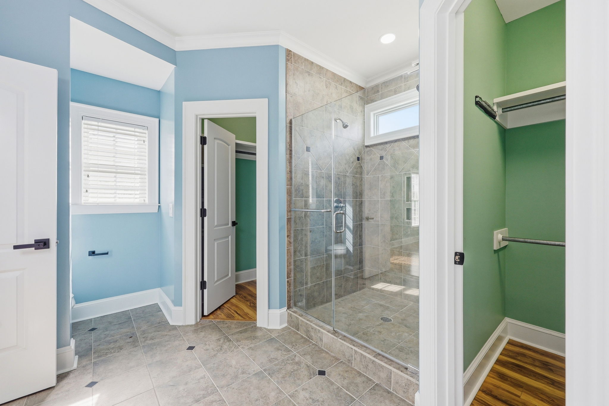 Primary shower and closets